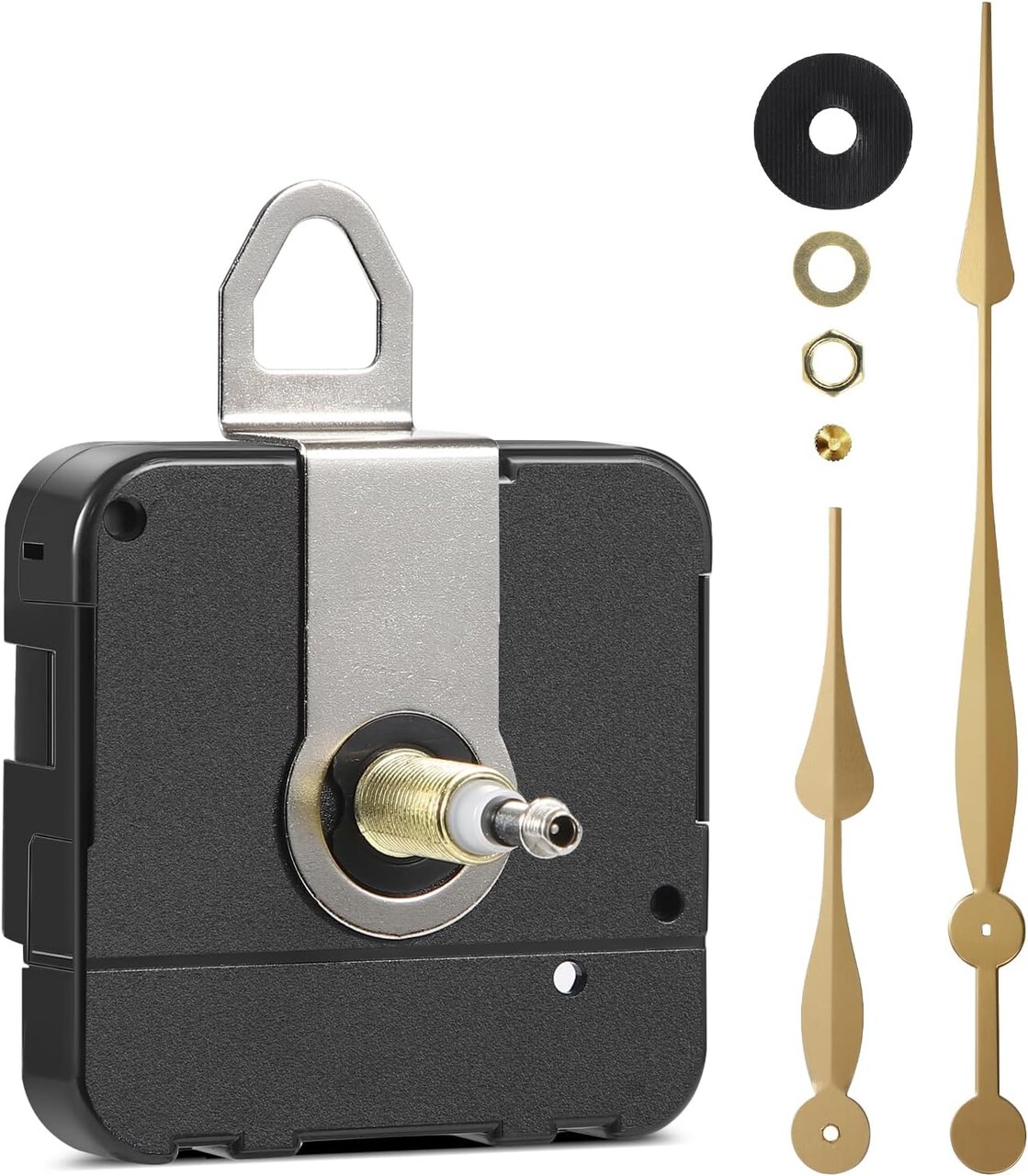 High Torque Long Shaft Clock Movement – 28mm (1-1/8”) Shaft with 12-Inch Gold Spade Hands – DIY Clock Mechanism Replacement for Large Wall Clocks